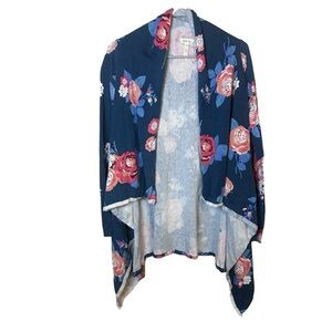 Matilda Jane Teal Cozy Days Open Front Waterfall Cascade Cardigan Medium